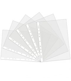 Protège-documents en plastique transparent A4 à 11 trous renforcé pour classeurs à anneaux, chargement par le haut
